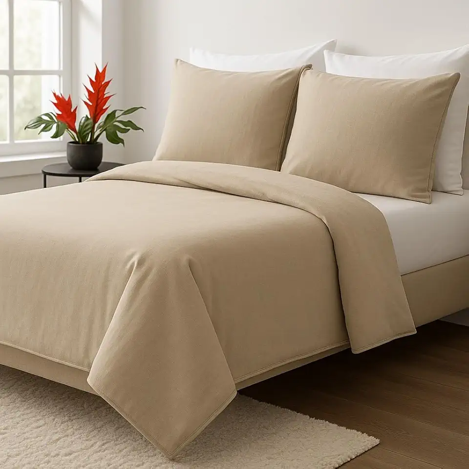 Capa Duvet Para Edredom Casal Queen Toque De Algodão Luxo Caqui