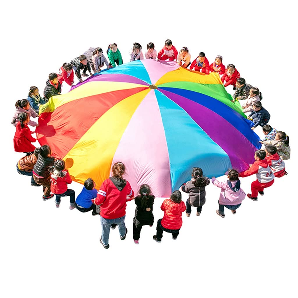 Paracadute Giochi Per Bambini - Demeras Arcobaleno Per Attività Indoor E Outdoor, Diametro 1.8 M