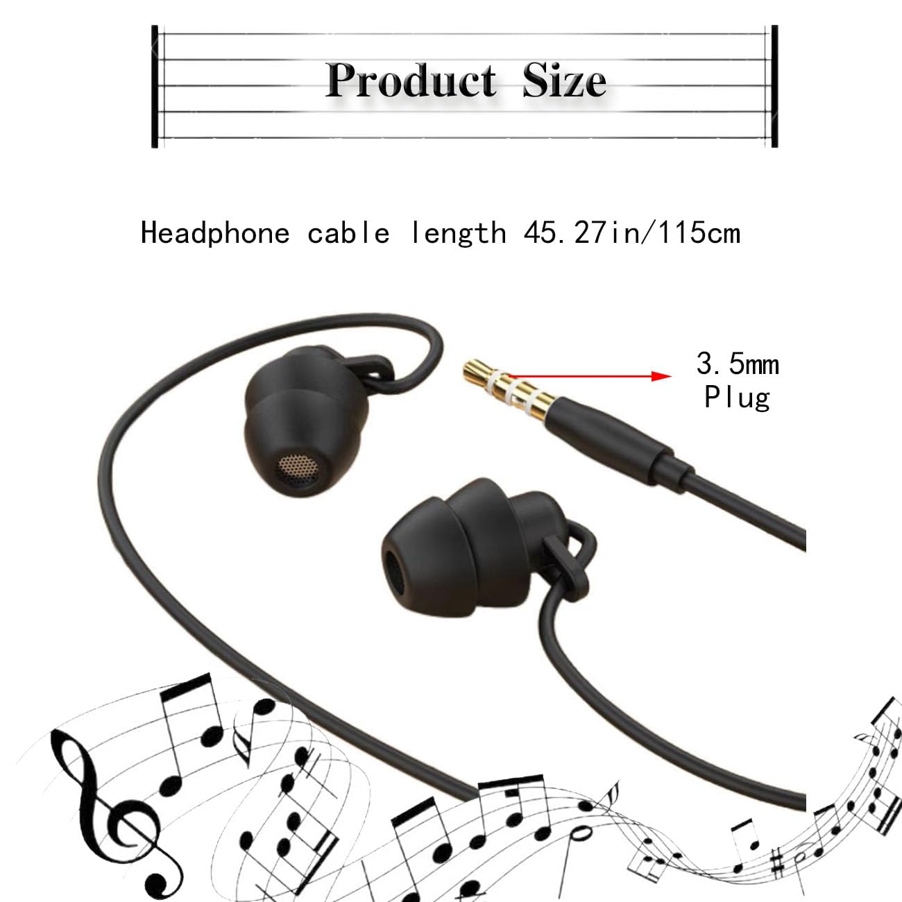 Auriculares para dormir intraurales con cancelación de ruido, auriculares con cable suave con control de volumen de micrófono para canal auditivo pequeño, insomnio para dormir, compatible con