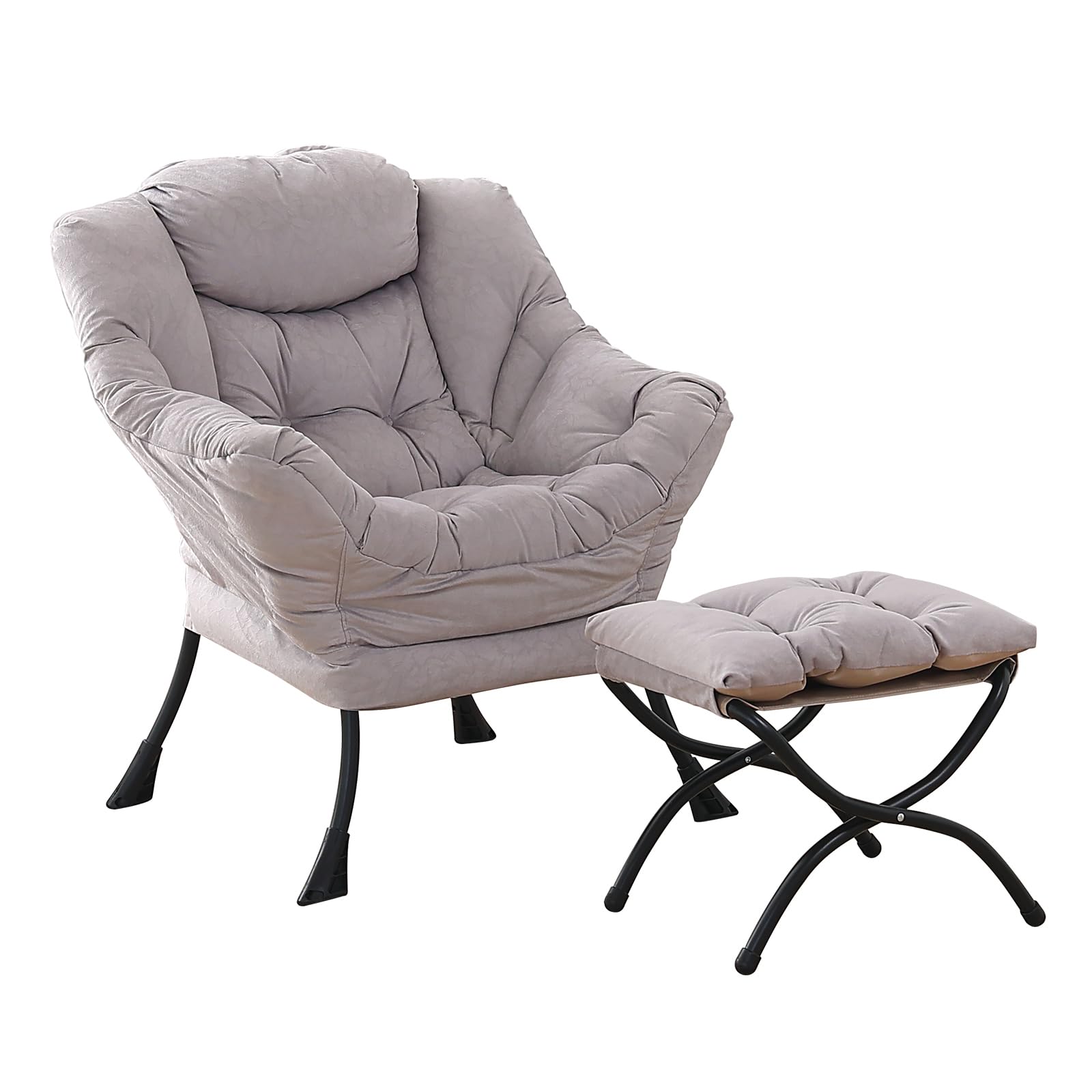 givjoy cozy lazy chair and ottoman, large contemporary accent lounge chair set, leisure upholstered reading armchair for bedroom, living room, dorm rooms, office