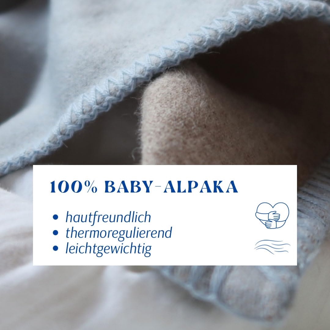Generisch Coperta per neonati Royal in 100% lana alpaca – ragazzo – double face blu tortora