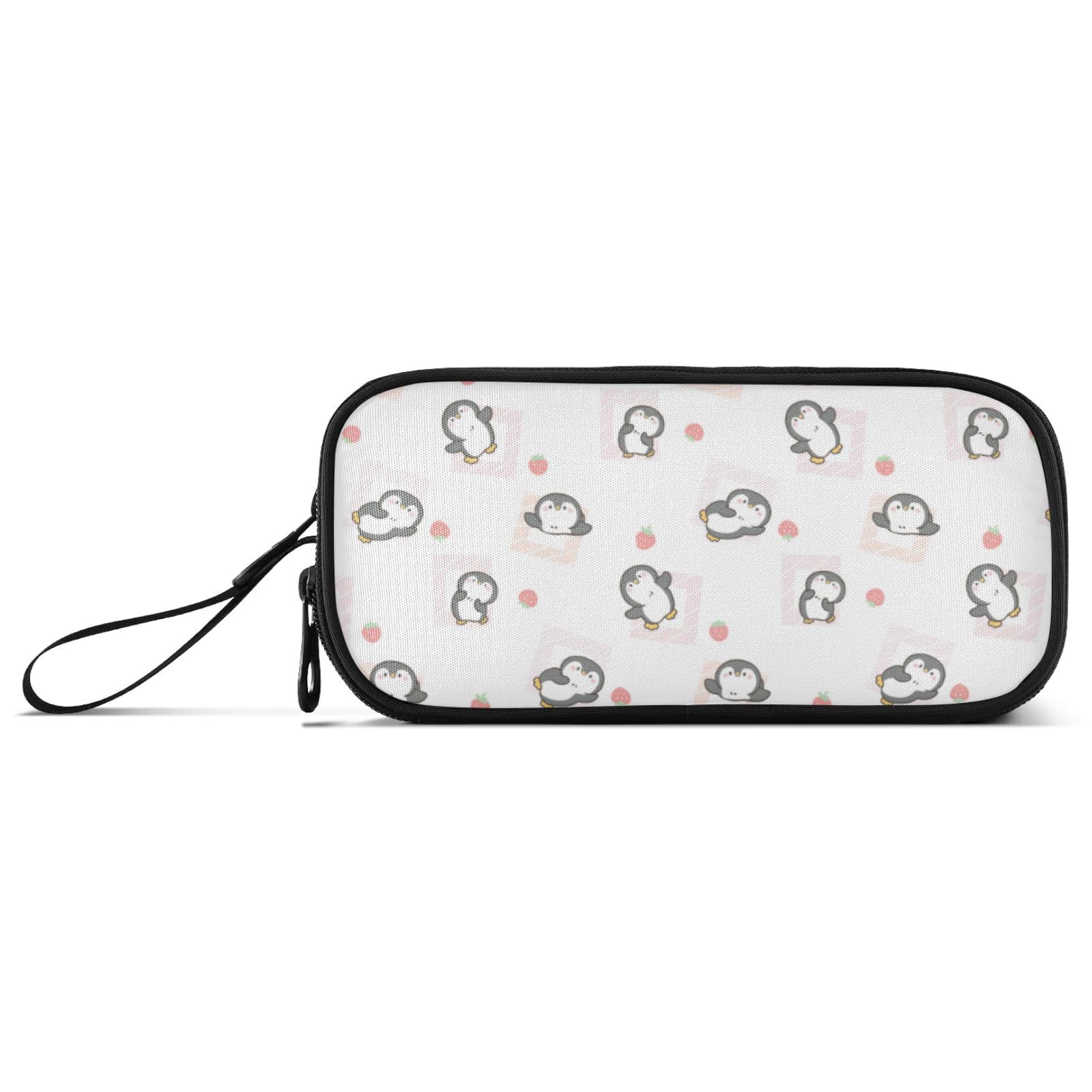 Large Pencil Case, Big Capacity Pencil Bag Pen Pouch Holder 3 Compartments, Cartoon Penguin School Office Supplies Stationery Makeup Bag Storage Organizer for Students Girls Boys Women — image 1