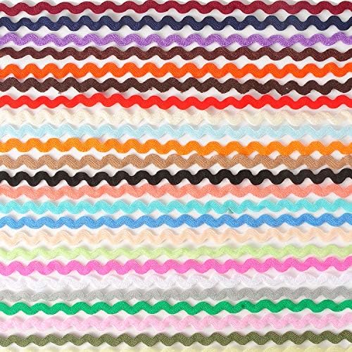 Berolle 16 Colors 112 Yards Wave Bending Fringe Trim Ribbon RIC Rac Ribbons Wrapping Ribbon Fabric Ribbon for DIY Accessories Gift Wrapping