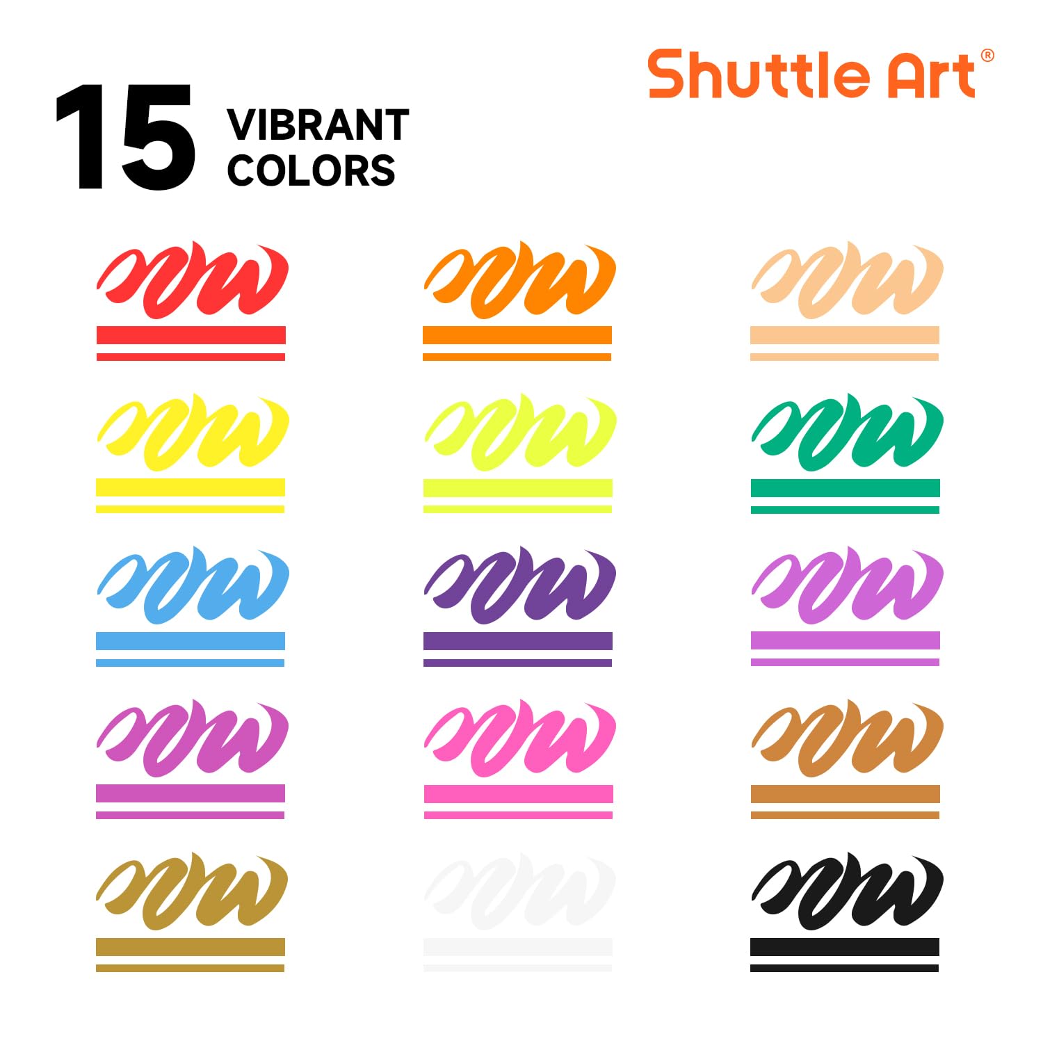 Shuttle Art Kreidemarker, 15 lebendige Farben, Flüssigkreide-Marker für Kreidetafeln, Fenster, Glas, Autos, wasserbasiert, radierbar, wendbar, 3 mm feine Spitze, für Büro und Zuhause