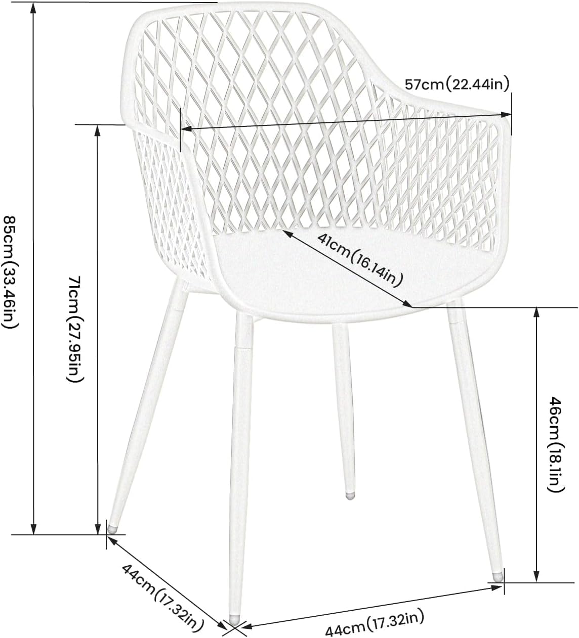 buybyroom Sedie da Giardino, Set di 6 Sedie da Esterno con Braccioli, per Giardino, Soggiorno, Sala da Pranzo, Bianco
