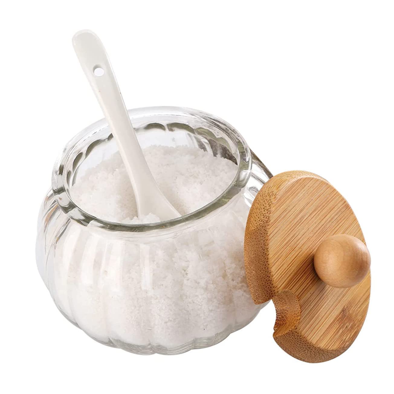 Cabilock Pumpkin Condiment Jar Spice Shaker with Spoon Salt Sugar Dispenser for Home Restaurant