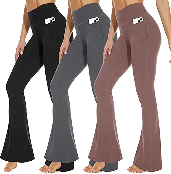 3 Packs Leggings with Pockets for Women, Soft High Waisted Tummy Control Workout Yoga Pants