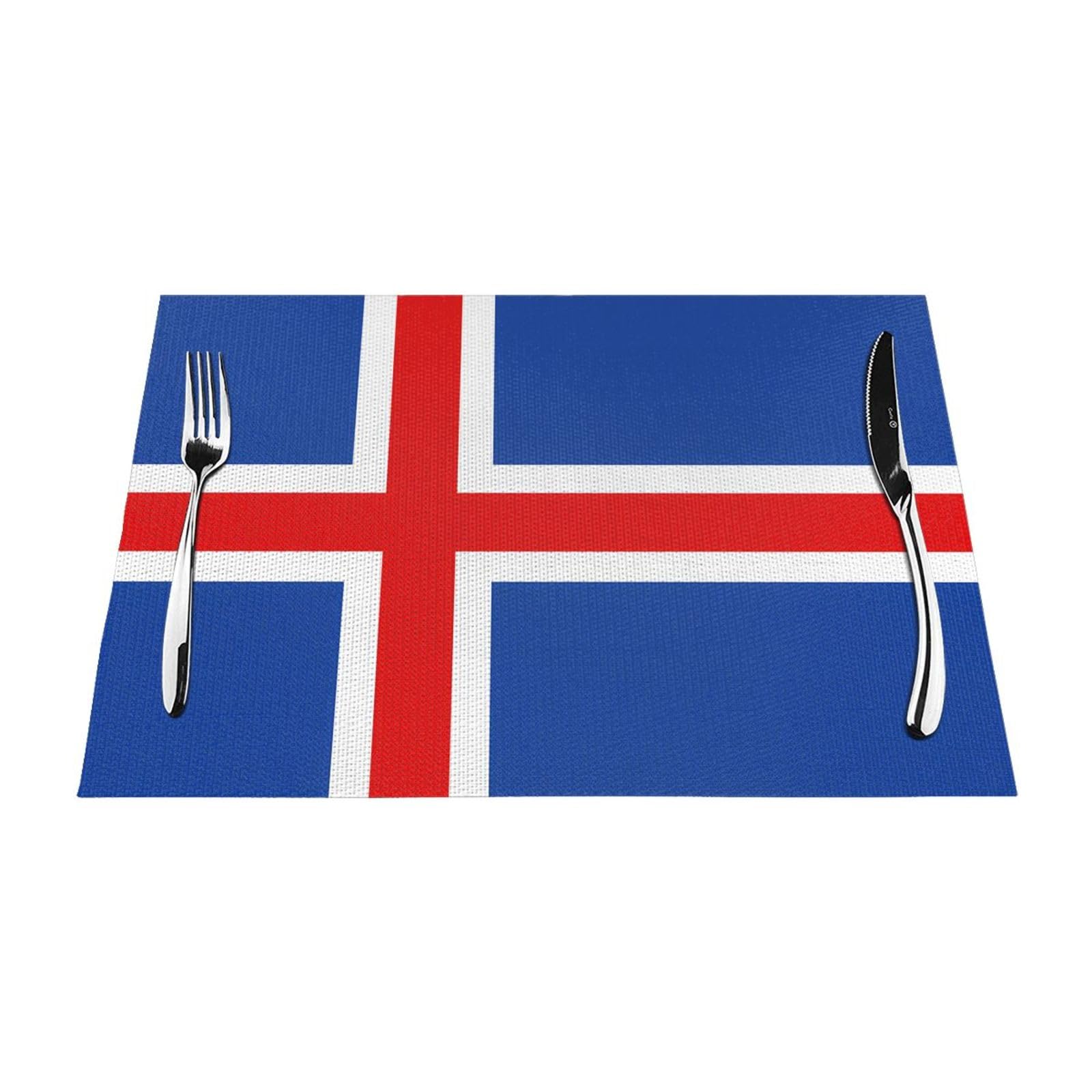 Flag of Iceland 6 Pcs Patterned Woven Placemats are Non-Slip and Heat-Resistant and Complement Any Table