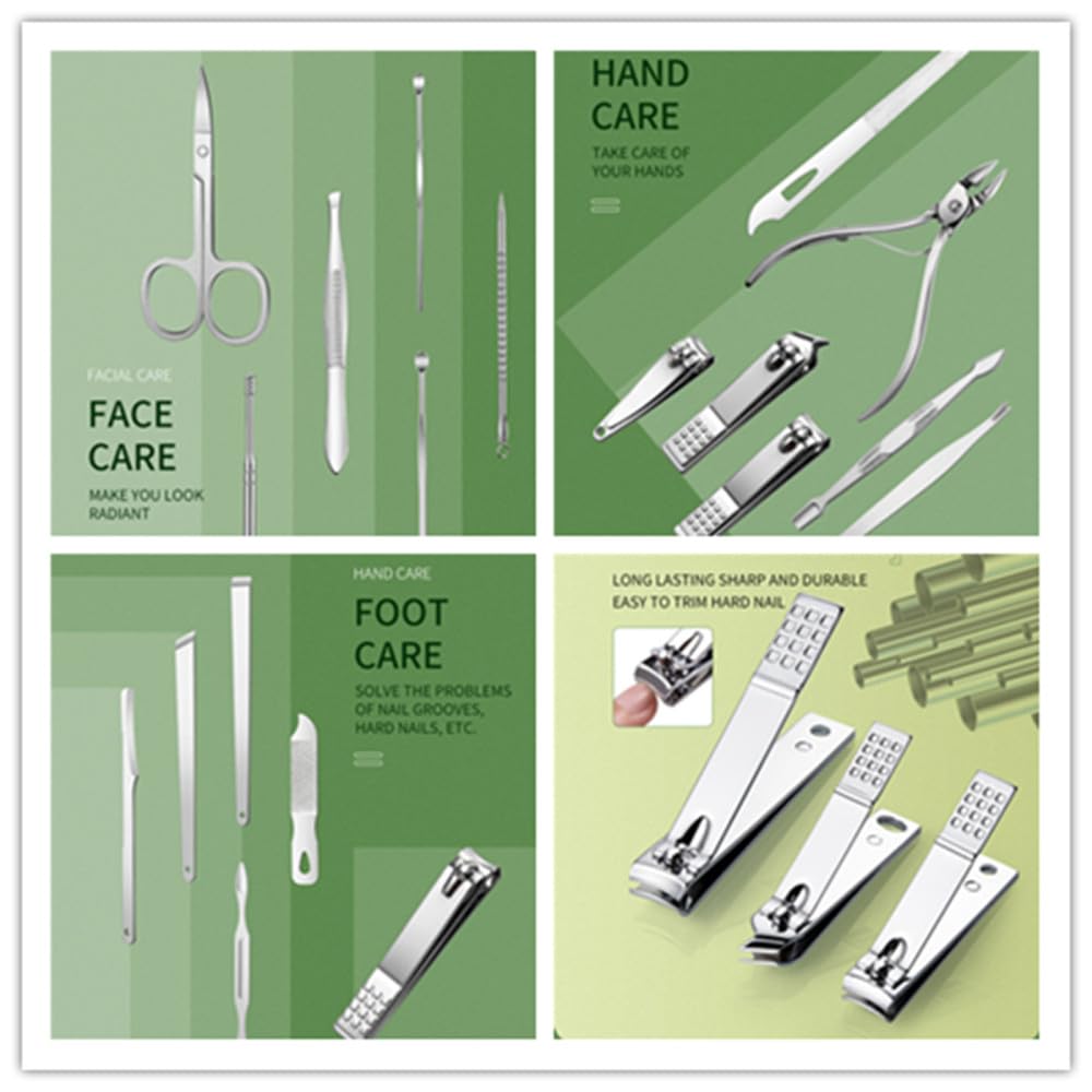 Obcinacze do paznokci 9/16/19 sztuk zestaw do Manicure czarne obcinacze paznokci ze stali nierdzewnej cążki skórek narzędzia pielęgnacji Pedicure czyszczenie, 16