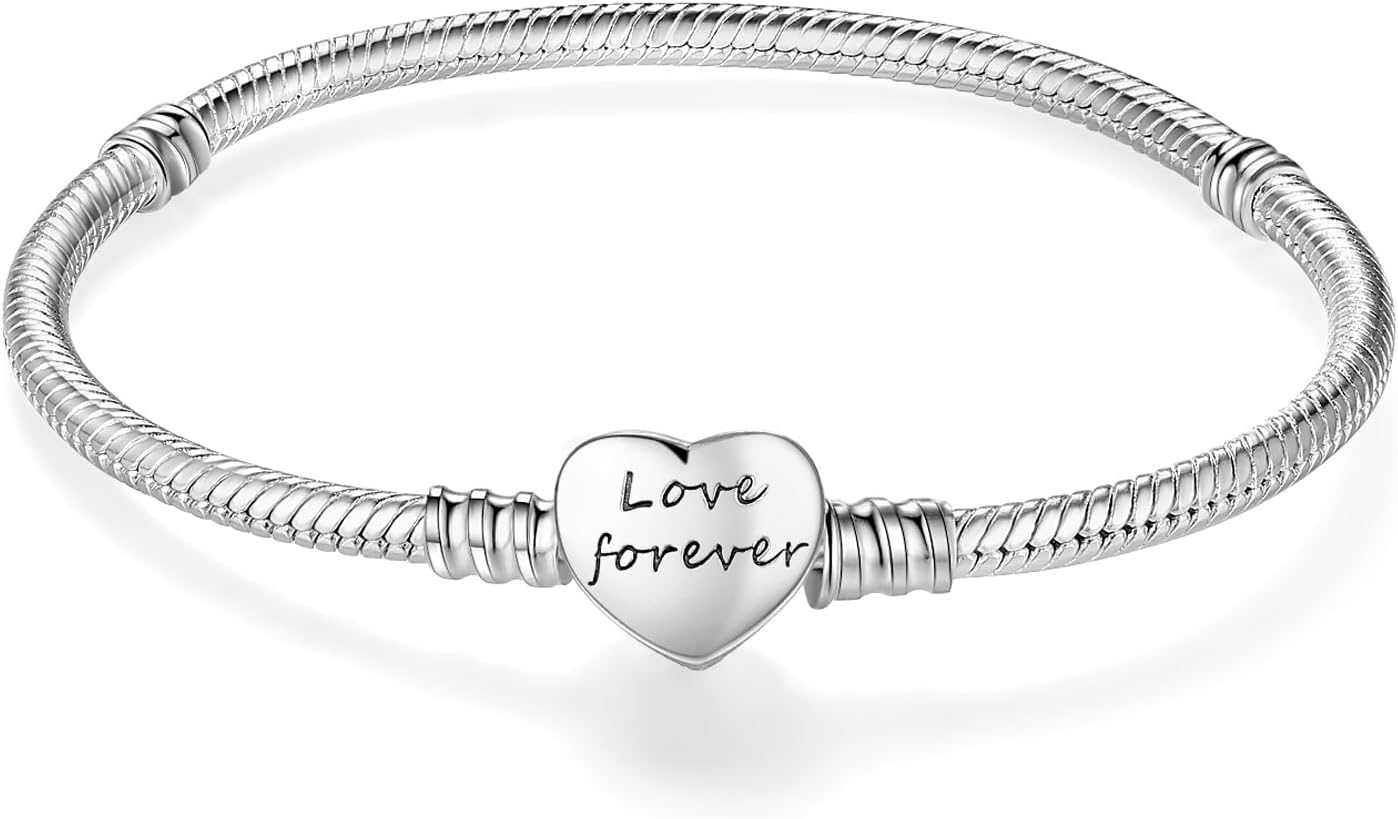 HappyStar 925 Sterling Silver Charm Bracelet for Pandora Charms, Snake Chain Bracelet Gift for Women(With a spacer bead) - Image 2
