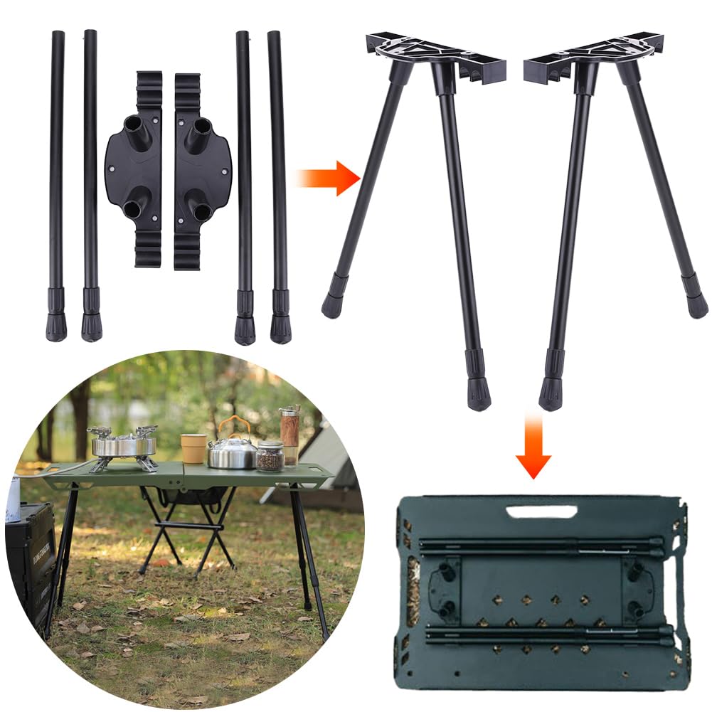 Gambe Pieghevoli In Alluminio Per Tavolo Da Campeggio E Banco Da Lavoro – Altezza Regolabile 36-59 Cm, 4 Gambe Con Connettori In Nylon
