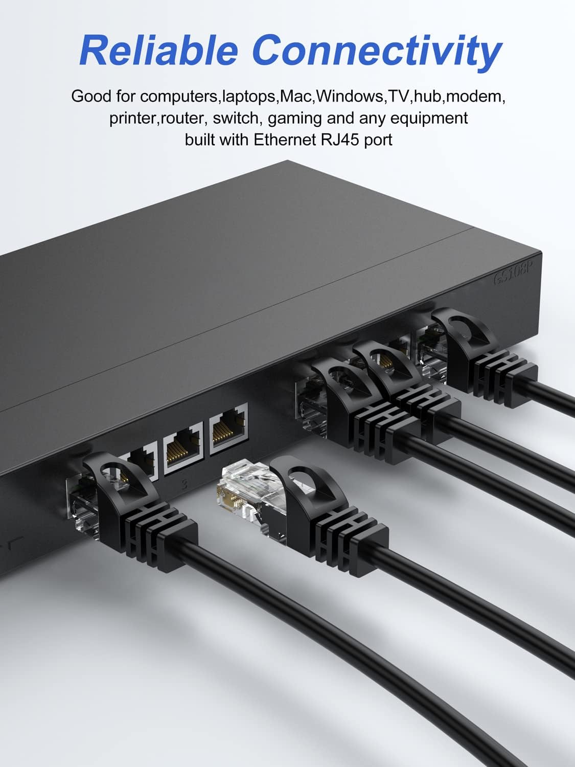 Cable Ethernet Cat 6 de 3 pies, paquete de 2, cable de conexión corto de 3 pies (cable Cat 6 de 3 pies, cable RJ45 de Internet, cable de red) 10 Gbps para juegos, panel de conexión, gestión