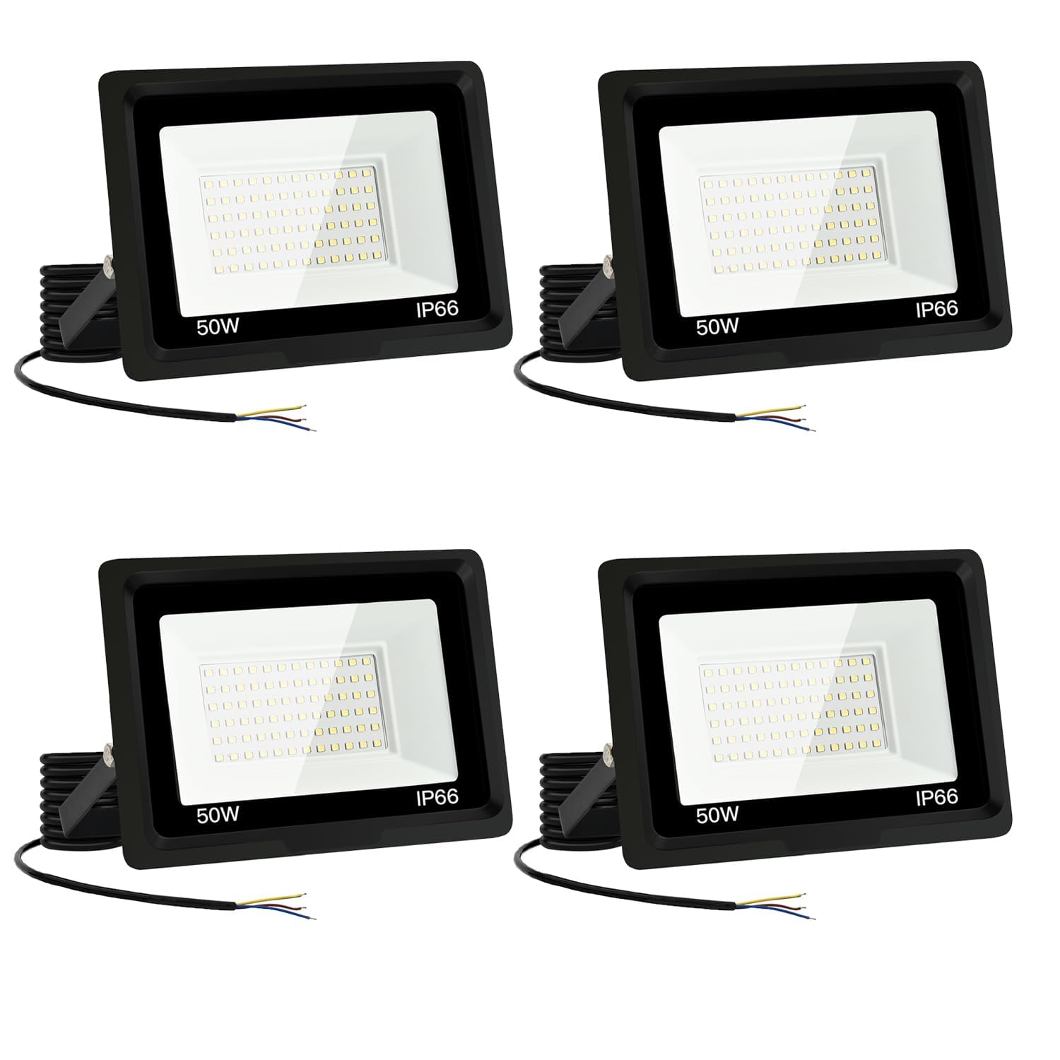 Focos LED Exterior 50W Proyector LED Exterior 5000LM IP66 Impermeable Foco Proyector LED 6500K Blanco Frío Floodlight para Casa, Garaje, Patio, Terraza, Campo (4pcs)