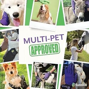 H handson pet grooming gloves  patented 1 ranked award winning shedding bathing  hair remover gloves  gentle brush for cats dogs and horses mono green small   cucciolini doodles
