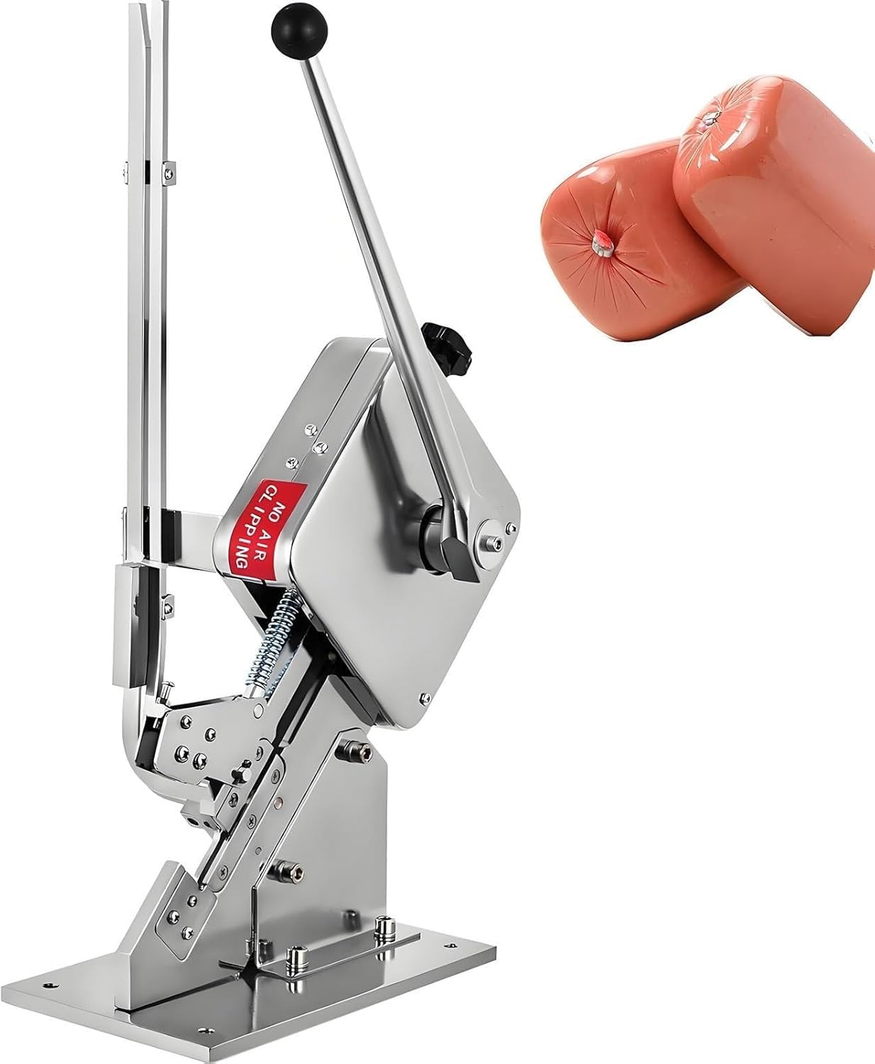 Máquina cortadora manual de salchichas en forma de U para embalaje y sellado, compatible con carcasa de diámetro de 50 a 120 mm, ideal para atar y empacar bolsas de plástico