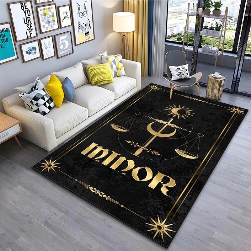 Tapis de sol tarot noir lavable pour habiller les sols froids et ternes H4831
