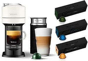 Nespresso Vertuo Next Coffee and Espresso Machine by De'Longhi, White w/Aeroccino Milk Frother, One Touch Brew, Single-Serve Coffee and Espresso Maker
