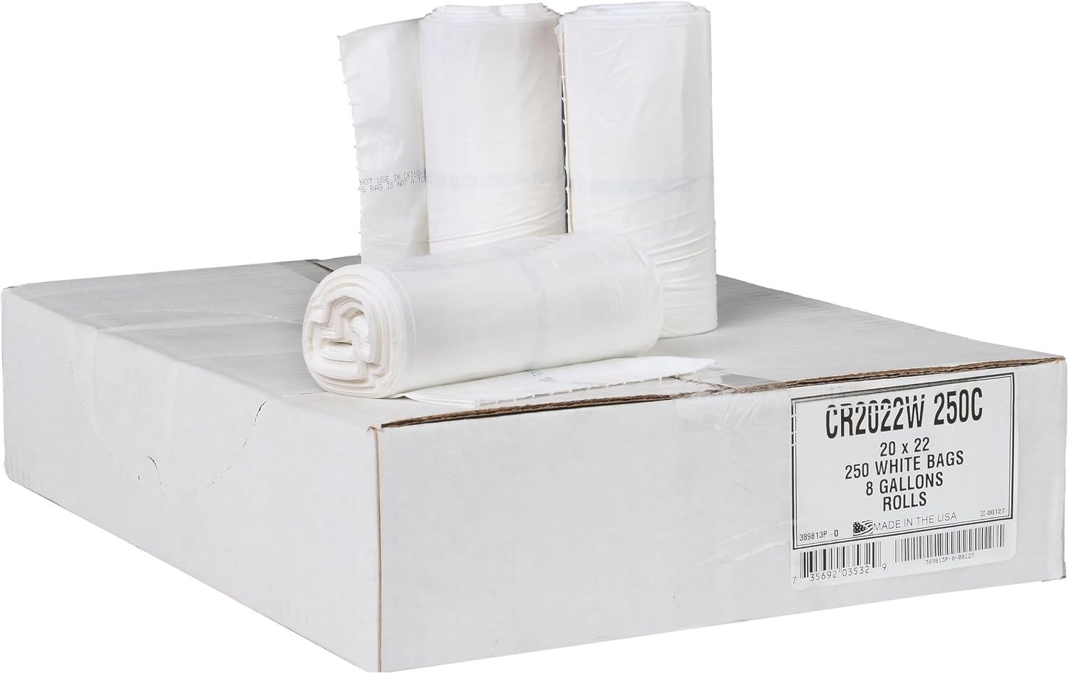 Aluf Plastics 20 - 30 Gallon Trash Bags, 30" x 36" , White (Pack of 200) - For Bathroom, Household, Office, and Lightweight Garbage - Coreless Rolls