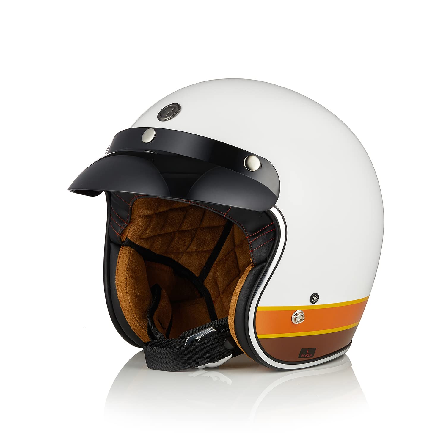 TORC Casco Moto Jet Vintage Aperto Casco Scooter Retrò con Visiera Parasole Omologato ECE 22-06