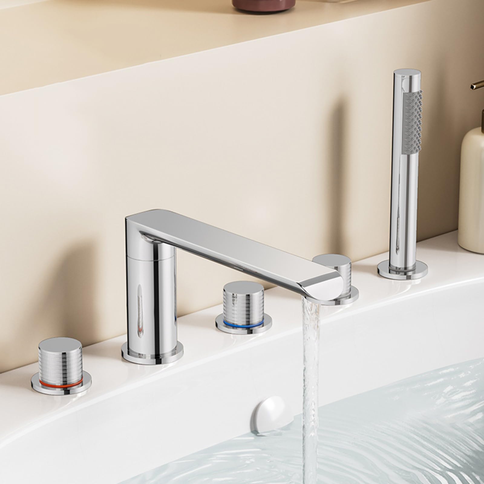 Mitigeur de bain-douche 5 trous rotatif résolvant le manque d'espace noir - 7