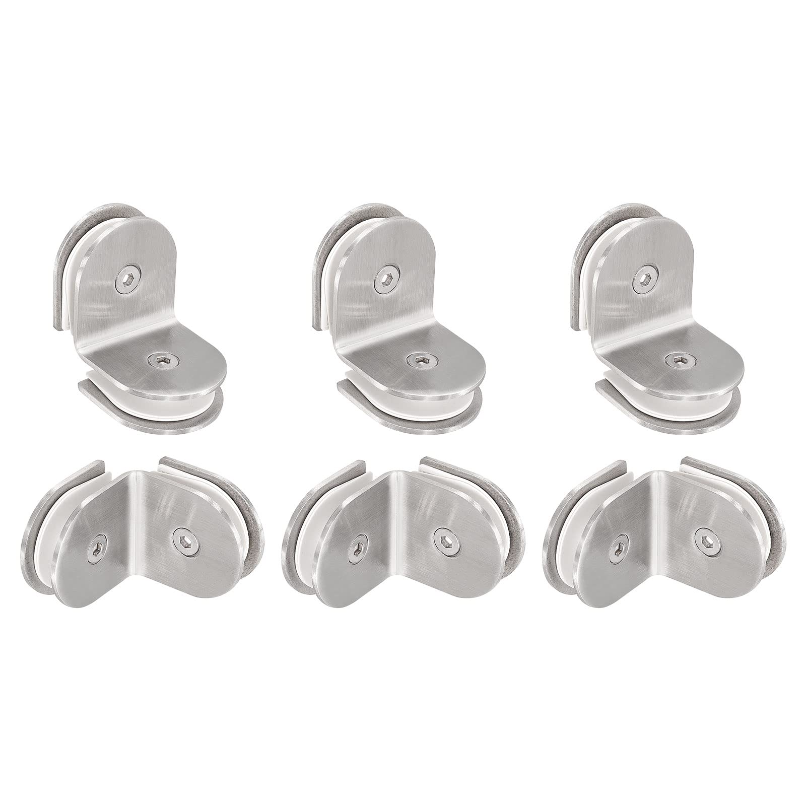 LukLoy Brass Shower Glass Clamp, No Drill On Glass Fixed Panel Shower Door Glass Clip Holder Bracket Support Fixed Panel U Clamp (Pack Of 4, Chrome