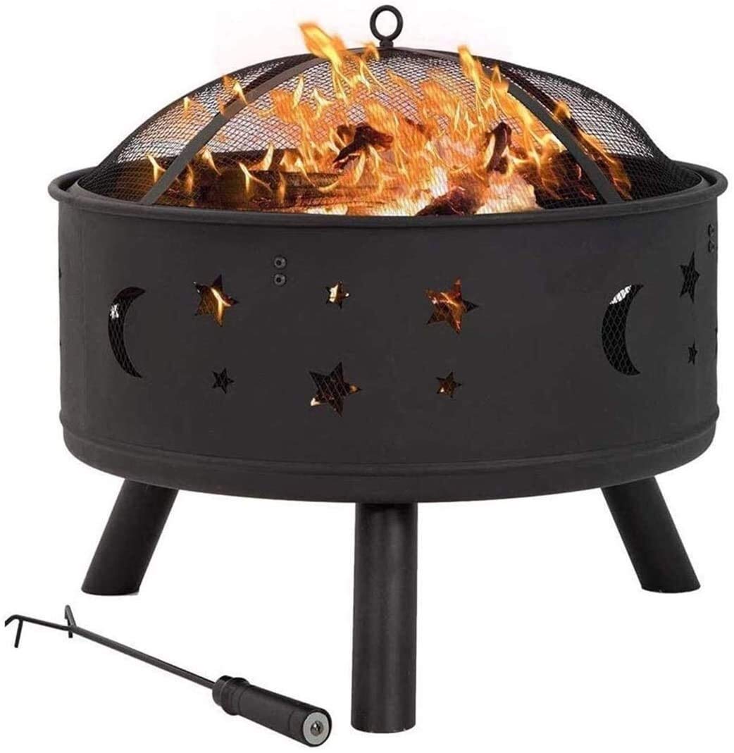 Fire Pits Ciotola per braciere a Legna per Esterni, 24 Pollici di Diametro Braciere a Legna in Acciaio per Patio e braciere da Cortile