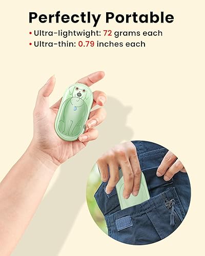 Miniatura 6 de Calentadores de manos eléctricos recargables, paquete de 2, calentador de manos portátil de 6000 mAh, funciona con pilas, 20 horas de duración,