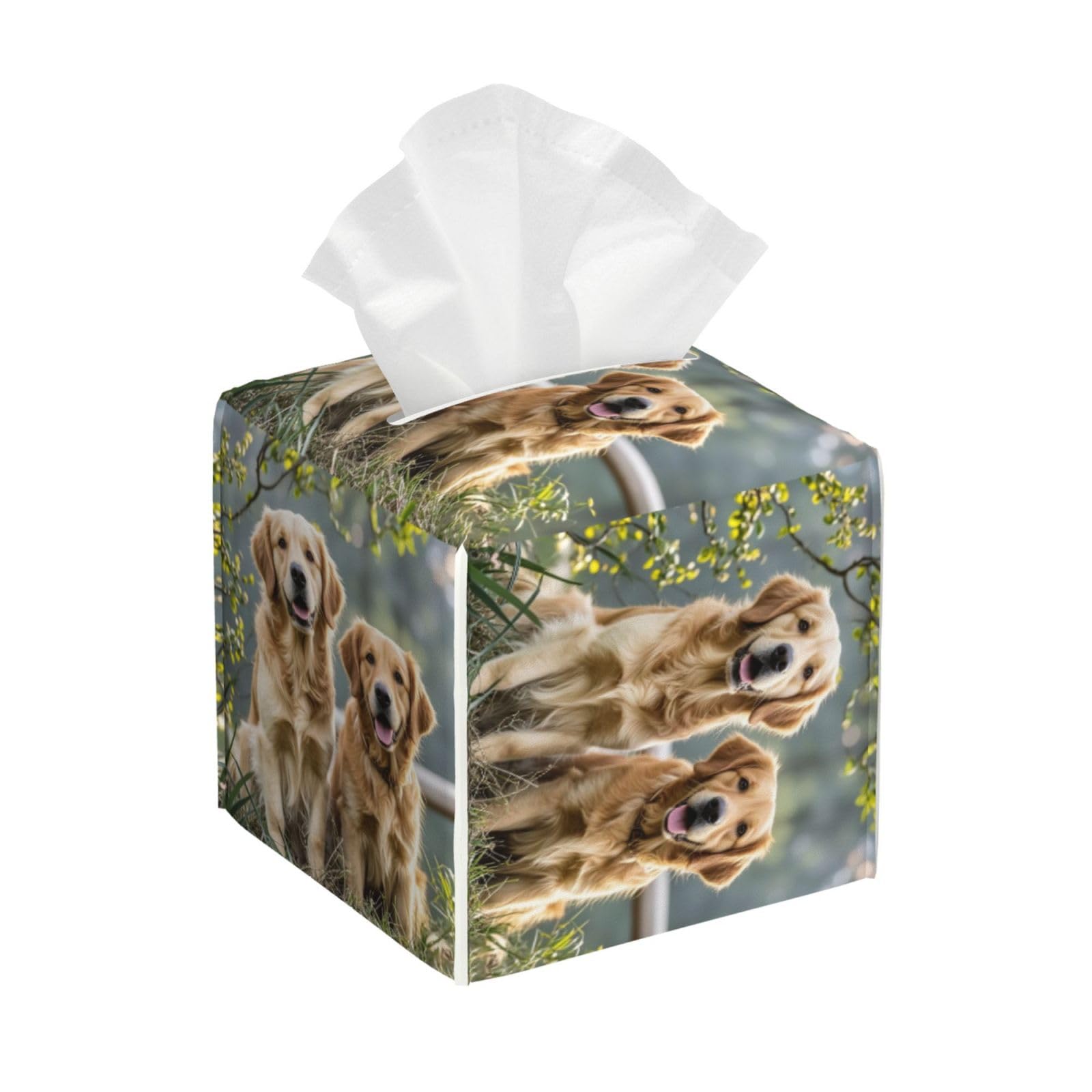 Golden Retrievers Tissue Box Cover Square Cube Boxes