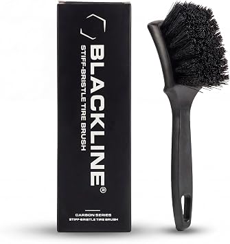 Blackline Stiff Bristle Tire Brush - Heavy Duty Car Detailing Tool for Tires - High-Performance Deep Cleaning Brush - Ideal for Tough Dirt & Grime Removal - Premium Auto Care Accessory