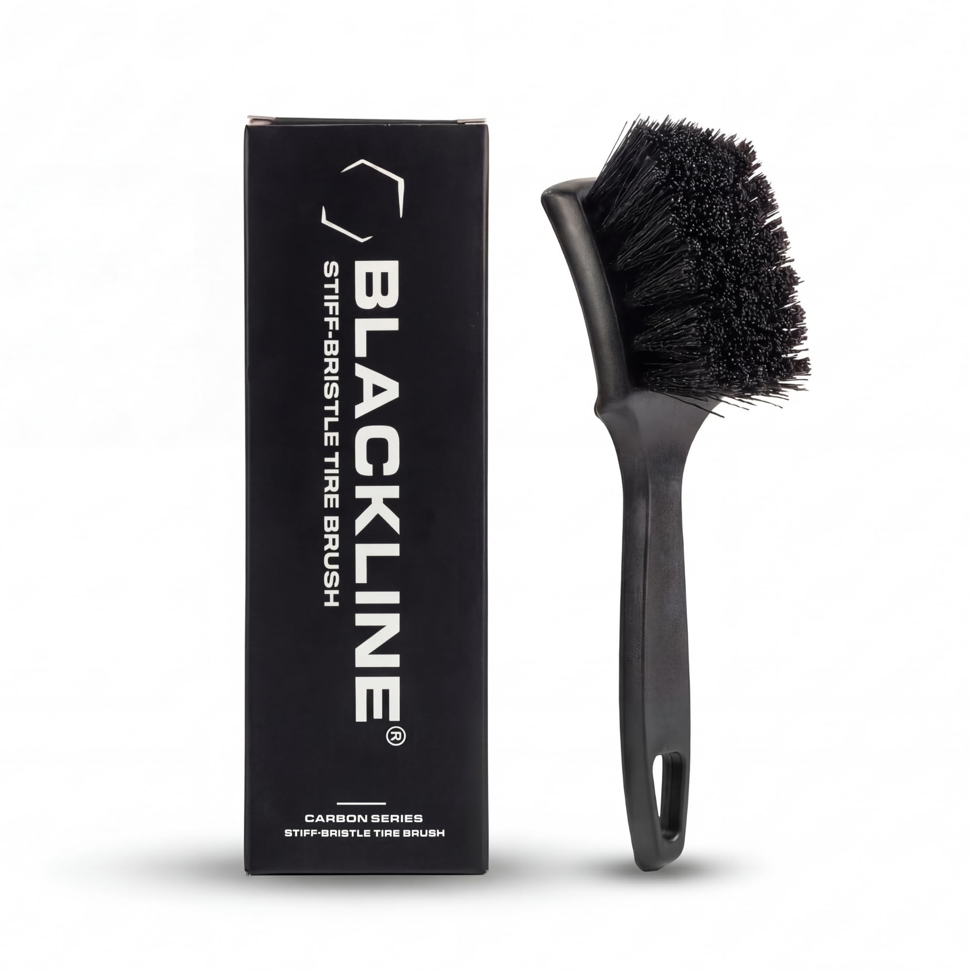 Blackline Cepillo de neumáticos de cerdas rígidas, herramienta de detalles de coche resistente para neumáticos, cepillo de limpieza profunda de alto rendimiento, ideal para eliminar suciedad y