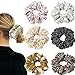 6 Pack Oversized Hair Scrunchies, 6.3 inch /16cm Large Hair Scrunchies Huge Scrunchies Big Bobble Scrunchy Leopard Hair Bands Ties for for Medium Thick Hair, Donut Hair Ties Spotty Floral Leaves Hair Elastics Scrunchies (6 Pcs Large Scrunchies)