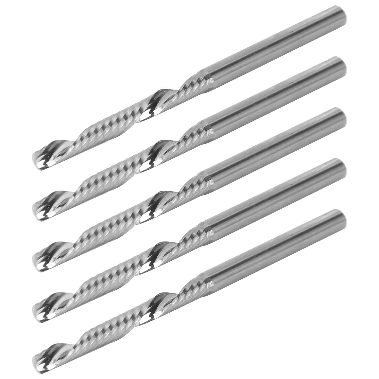 5 pezzi fresa a spirale in acciaio al tungsteno per intaglio del legno, gambo da 3,175 mm, utensile da taglio ad alta velocità per la lavorazione del legno, usura durevole