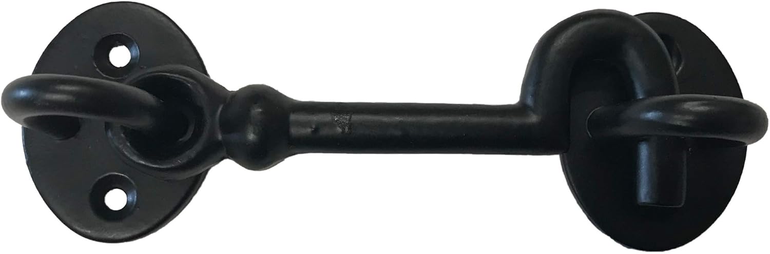 (10) 5.5" Cabinet Hook - DS-09 - Antique Style Hook Eye Latch Gates, Doors, Cabinet, Sliding Barn & Shed Doors - in Vintage Black cast Iron Finish