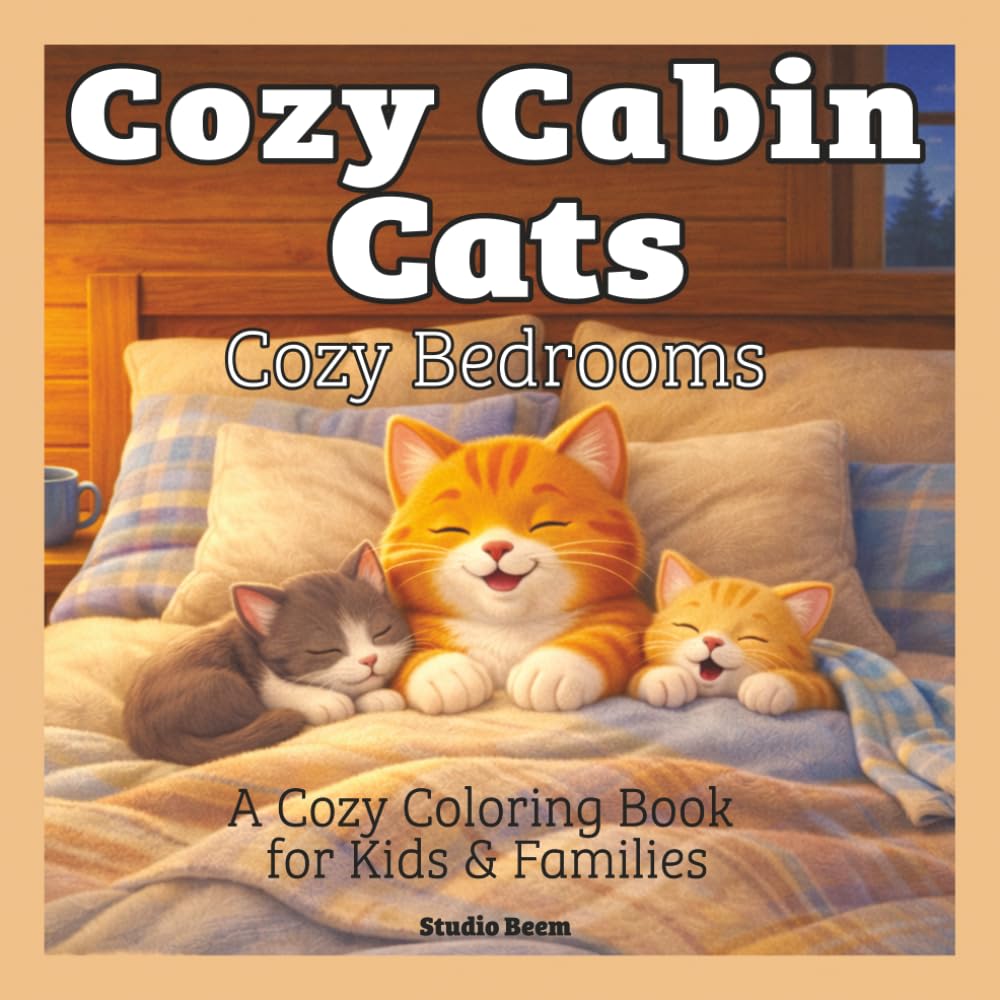 Cozy Cabin Cats — Cozy Bedrooms — A Coloring Book: A Cute and Relaxing Coloring Book Featuring Cozy Bedroom Scenes, Adorable Cats, and Peaceful Resting Moments for Stress Relief