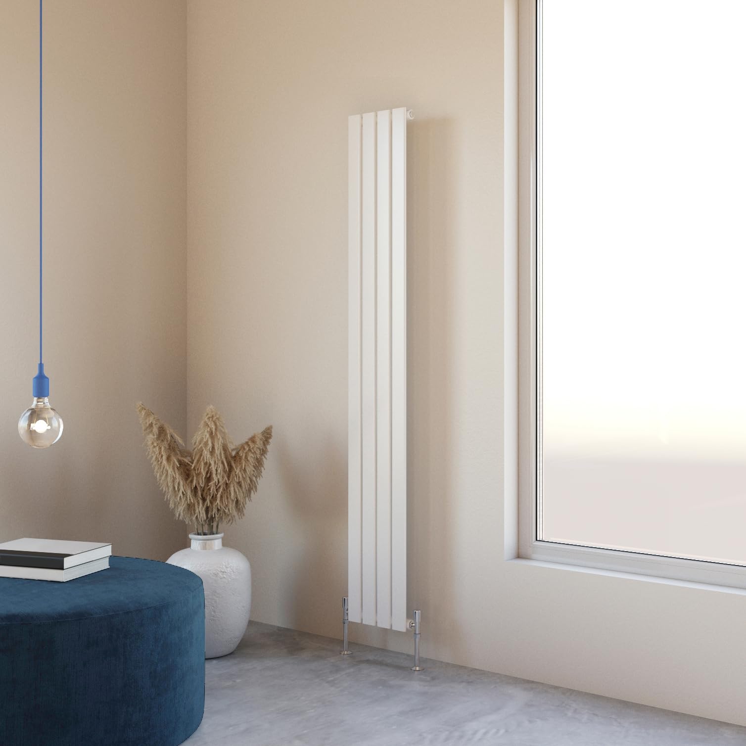Flat Panel Radiator 1800x272mm Vertical Design Single Tall Upright White Central Heating Rad UK
