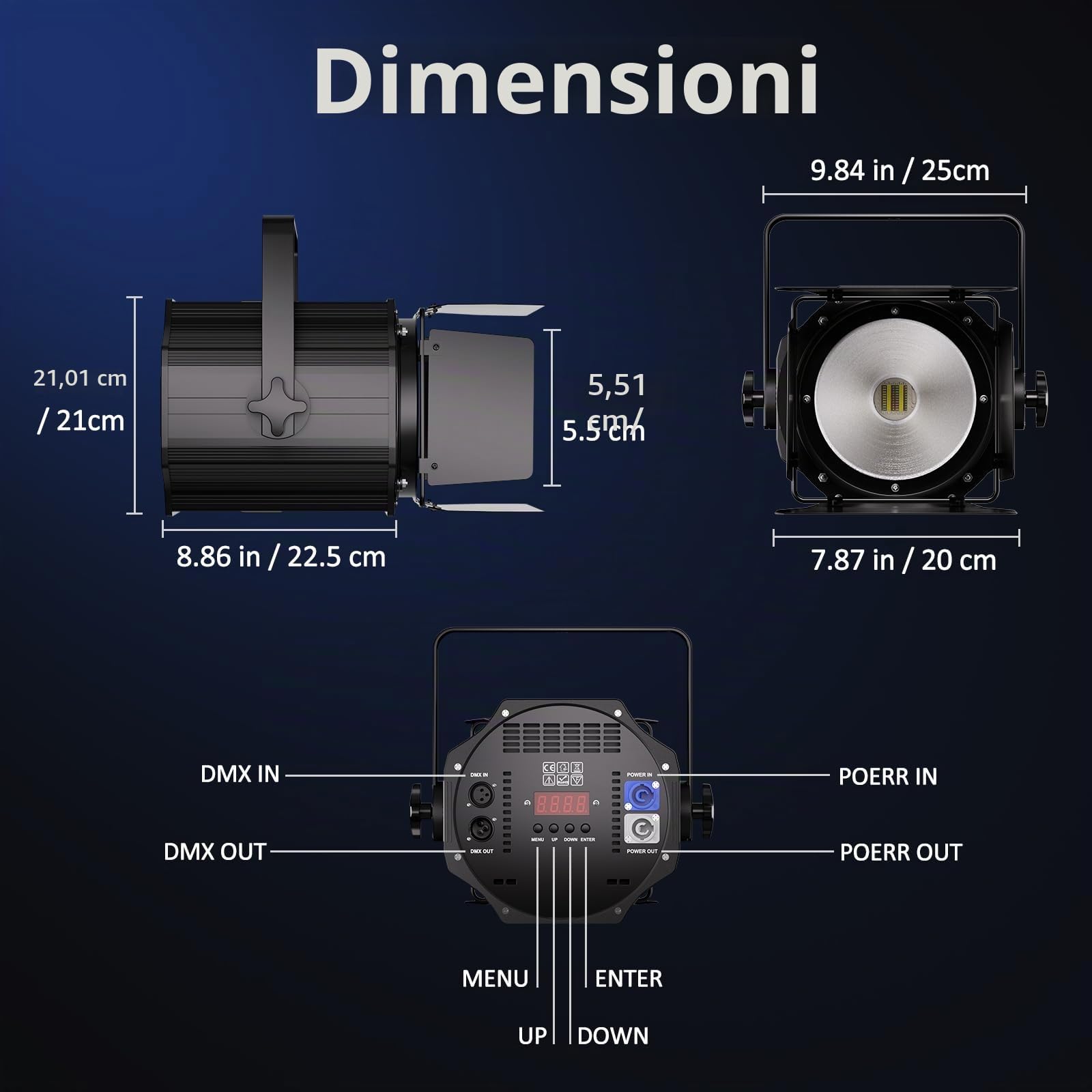 200W COB LED Par faretto 6 in 1 RGBWA+UV Luci da Palcoscenico 3500~7500 K par led con DMX/Sound/Master-slave COB luce Fari per palco, DJ, feste, matrimoni, chiese dramma