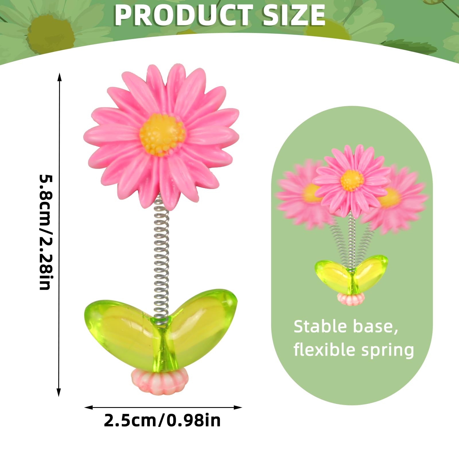 5-Piece Daisy Resin Flower Car Decor - Springy Dashboard Ornaments For Women, Cute Interior Accessories - View #10