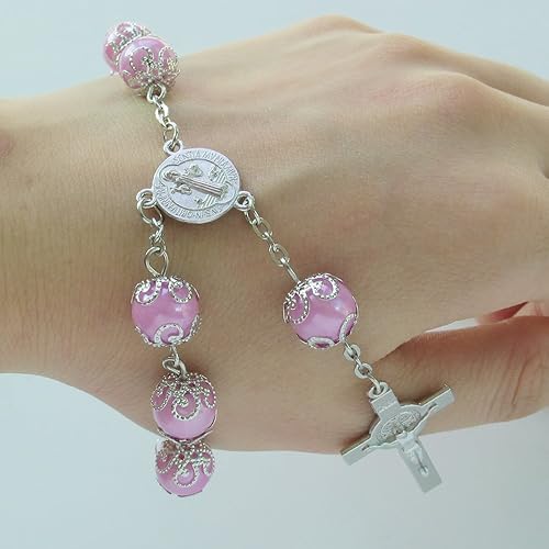 Miniatura 2 de Rosario de la década de la década de perlas de imitación fucsia - bautizobautizobodarecuerdos de membrillo mis  bautizoquinceañera