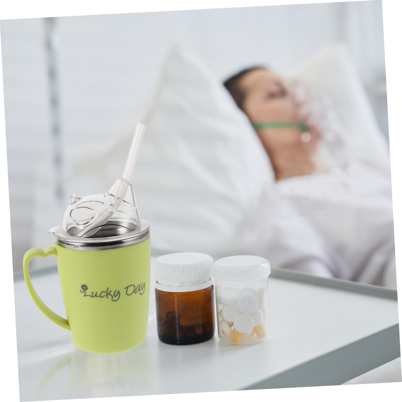 Vaso Para Personas Con Discapacidad: Vaso De Alimentación Con Papilla Para Convalecientes Con Pajita Para Embarazadas, Ancianos Y Personas Con Discapacidad Para Agua, Sopa Y