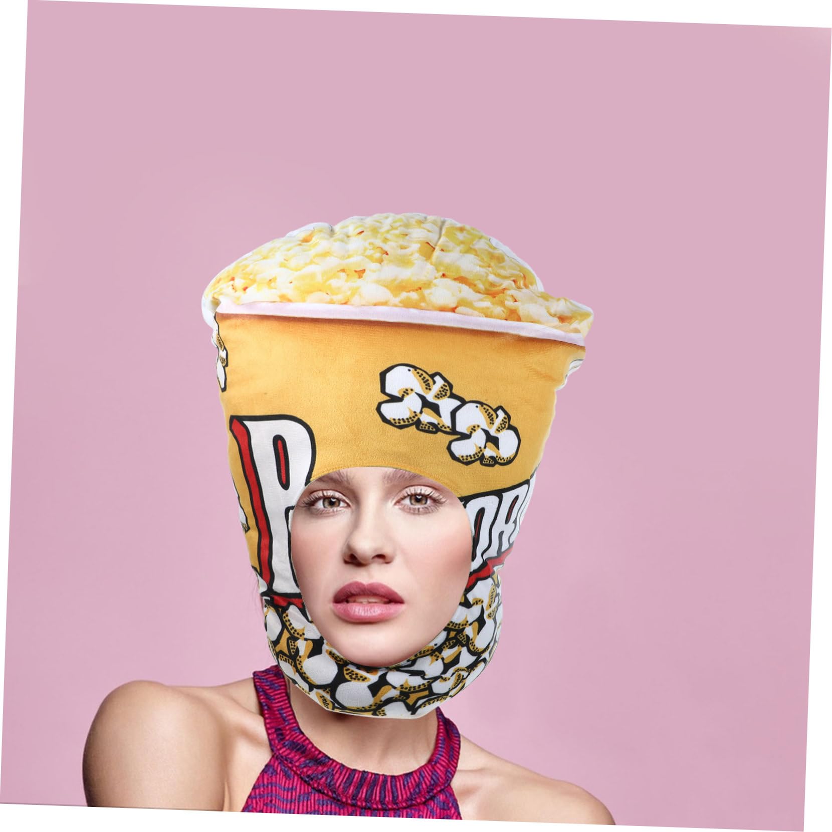 Sombrero de Palomitas de Maíz y Papas Fritas, 2 Piezas | Pp Algodón, Rojo, para Fiestas y Espectáculos, Diseño Cartoon Creativo en Forma de Snacks