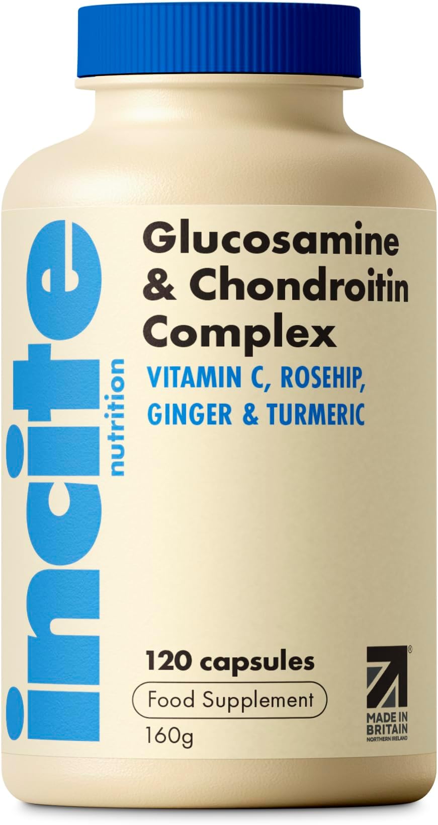Glucosamine and Chondroitin High Strength Complex with MSM, Vitamin C, Ginger, Rosehip & Turmeric - 120 Premium Capsules Joint Care Supplements Made in The UK