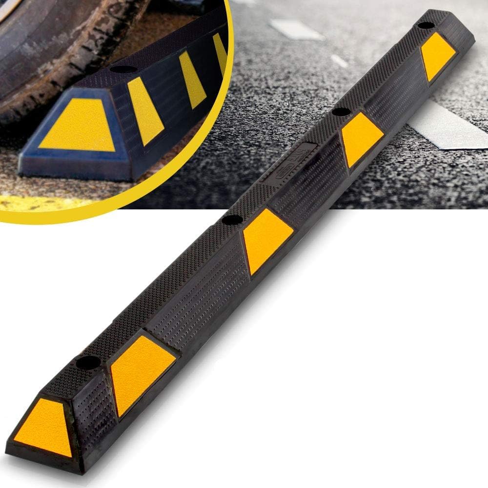 PYLE Topes de Piso de Garaje para vehículos, 72”, Extra Ancho, Seguridad, Goma Resistente para estacionamiento, Garaje, Ideal para Autos, Vans, Camiones