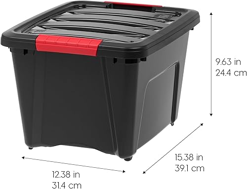 Vista 119 de IRIS USA - Caja de almacenamiento de plástico de 19 cuartos de galón con tapa y pestillos – Paquete de 4 – sin BPA, solución de organización
