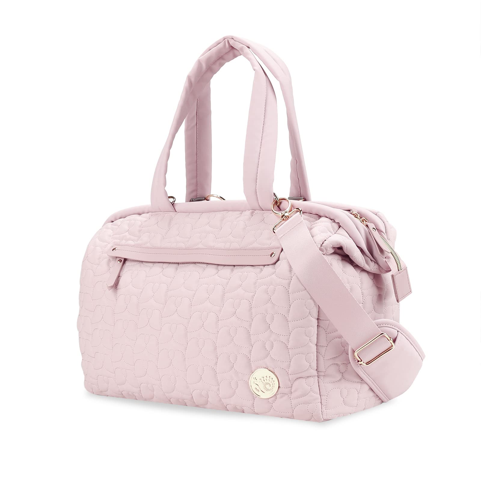 SONARIN Multibolsillos Bolsa de Pañales para Bebés,Gran Capacidad Multifuncional Materna Messenger Bolsos Bandolera Elegante Bolsa de Viaje para Pañales con Correa de Hombro(Rosa)