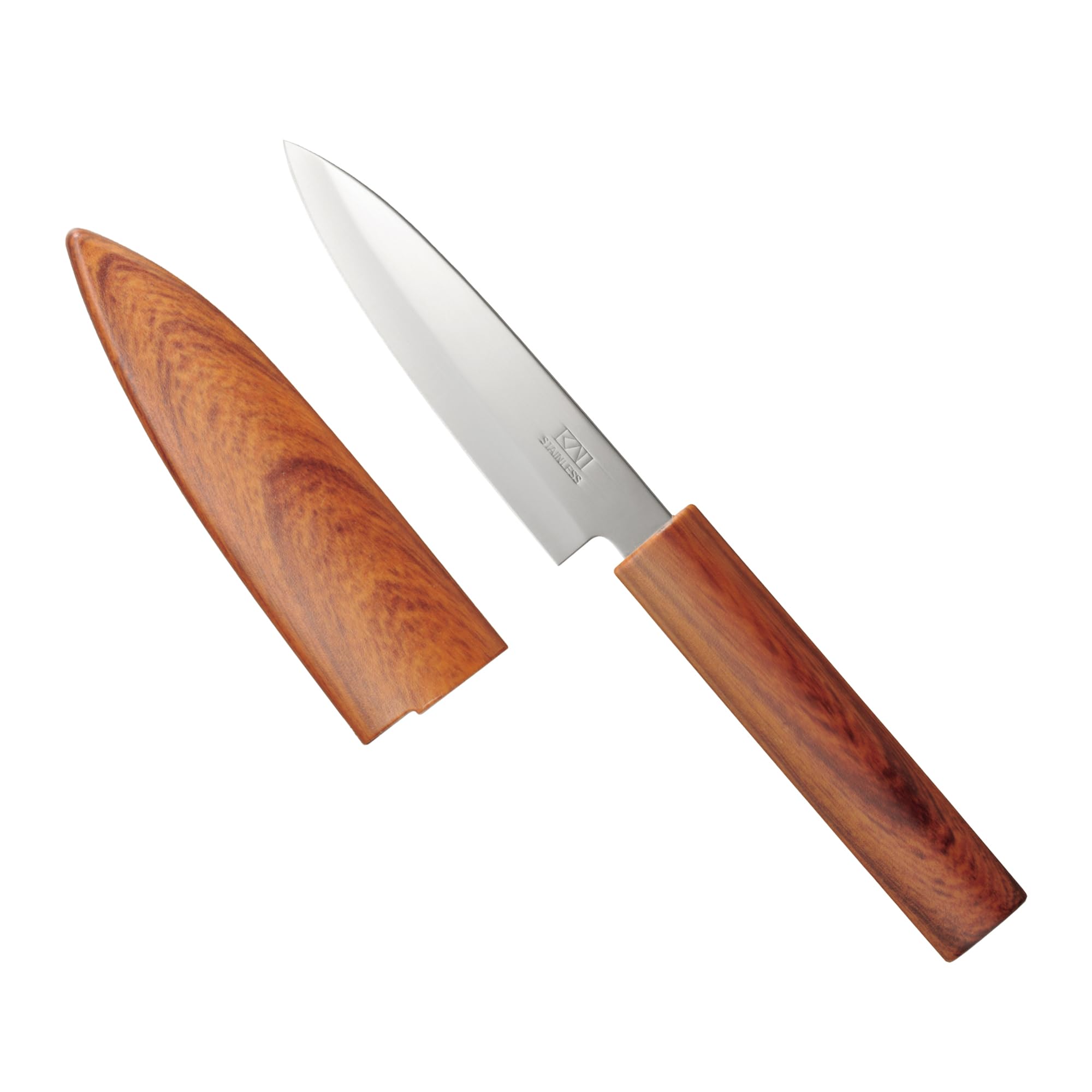 ★美品★貝殻の小物置き＆封書差し(ペーパーナイフ付) Amazon｜貝印 KAI 木目調 サヤ付き フルーツ ナイフ ペティ 収納可能