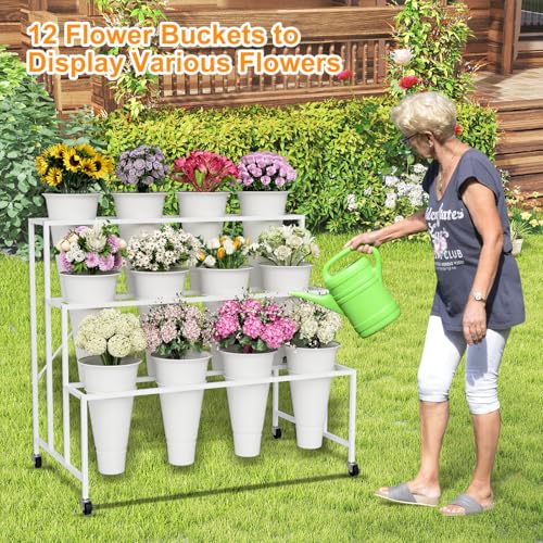 Support de fleurs intérieur extérieur à roulettes et étagère de rangement pour magasin