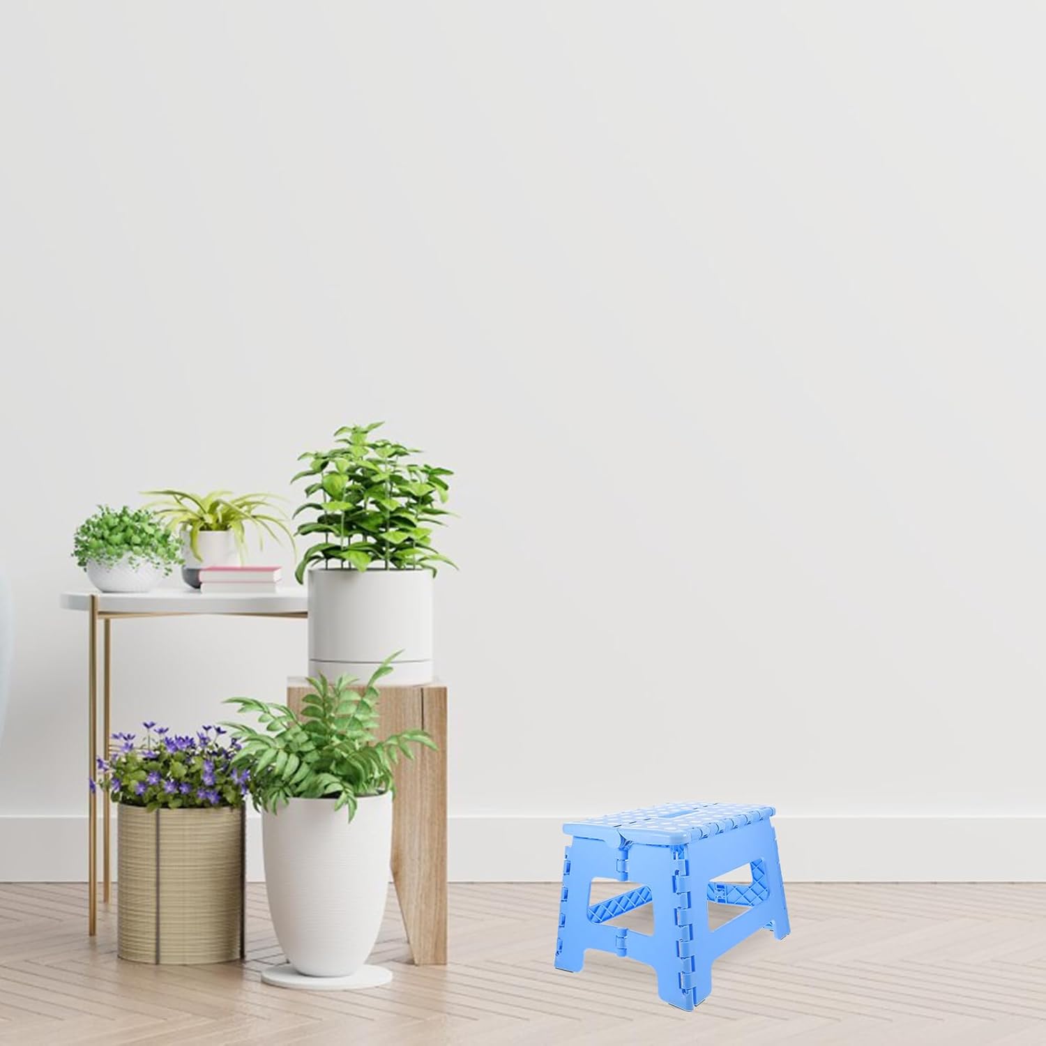 Portable Folding Stool Small Foldable Taboret with Safety Lock Plastic Seat for Home Kitchen Bathroom Use