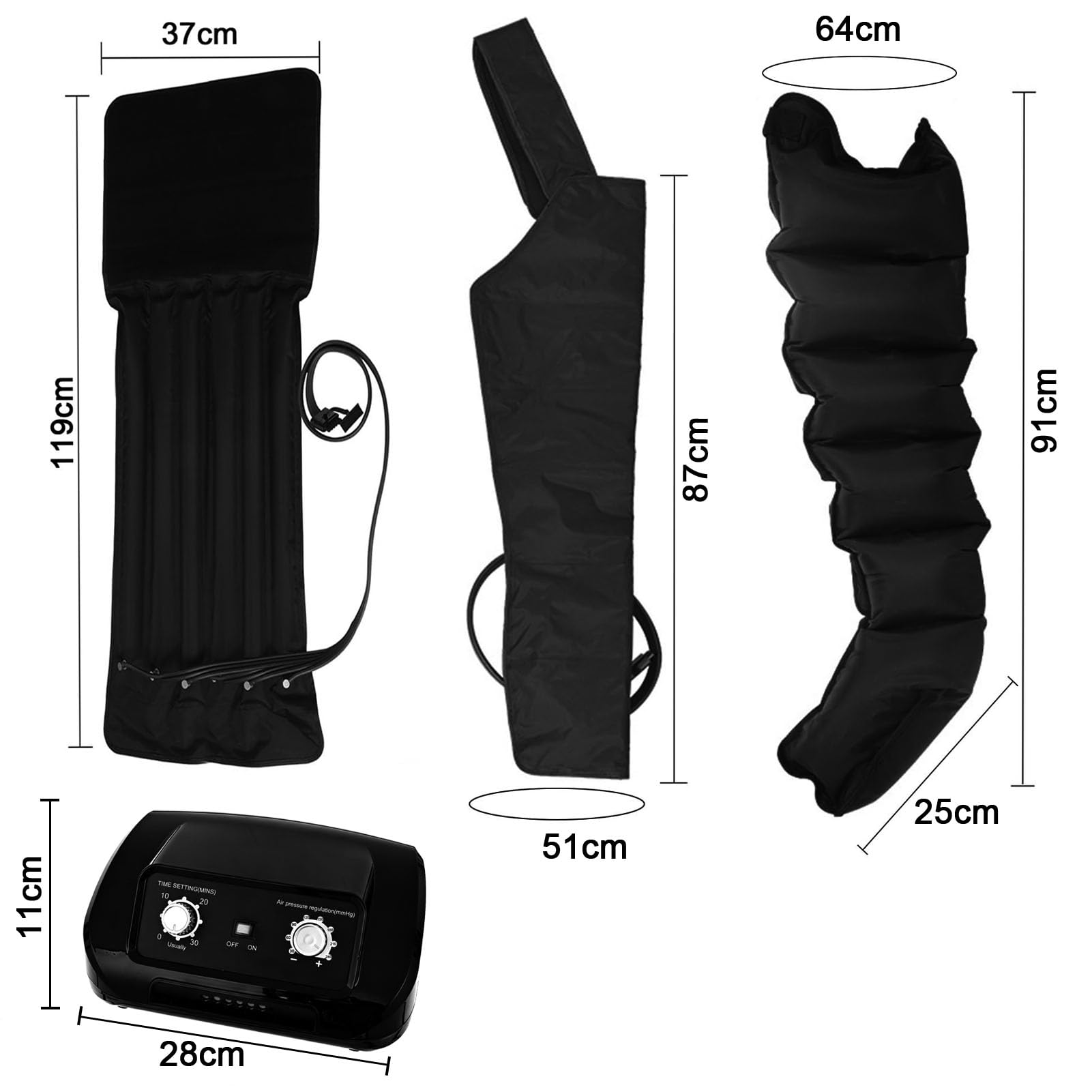Pressoterapia Per Casa Gambe E Addome, Gambali Pressoterapia Linfodrenaggio 6 Camere, Apparecchio Professionale Per Braccia E Total Body, Gambe Gonfie (Black, L 2 legs + 2 arms + waist)