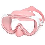 Kids Swim Mask 180 Snorkel Diving Mask, Anti-Fog Child Swim Goggles with Nose Cover No-Leak Swimming Goggles Anti-Shattered Lens for Youth 4-15 (Pale Pink)