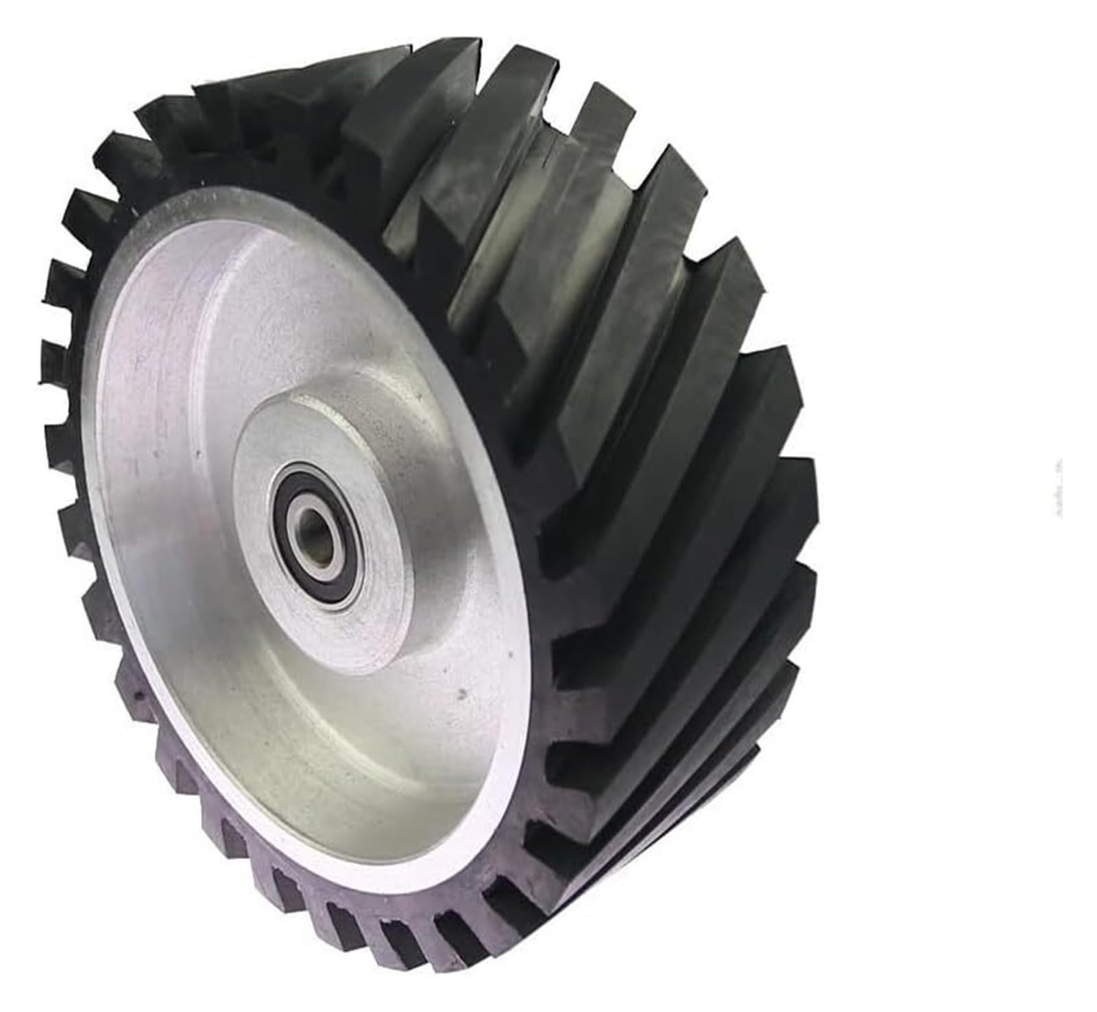 Roue de contact en caoutchouc dentelée de 200 x 75 mm, équilibrée dynamiquement, for ponceuse à bande et support arrière.(Hard 90a,6004 installed 20)